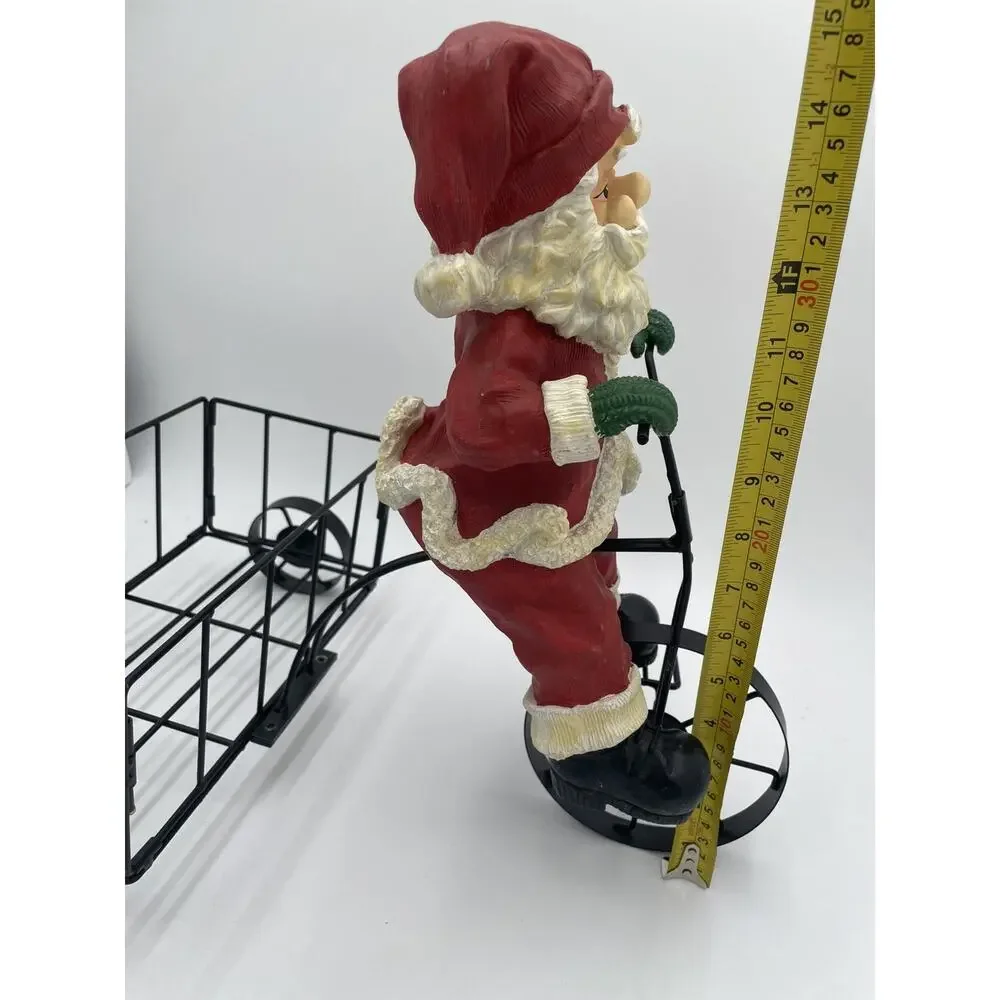 Large Oversized Christmas Decoration Vintage Santa Clause Riding Tricyle Basket